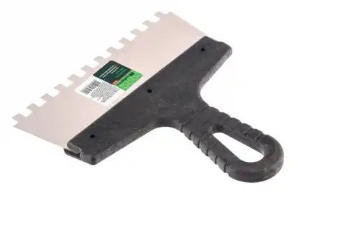 85473 Шпатель из нержавеющей стали, 200 мм, зуб 8х8 мм, пластмассовая ручка// Си 85473 SIBRTEC