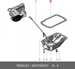 Прокладка RENAULT Master (80-98) поддона двигателя OE 6001040547 RENAULT