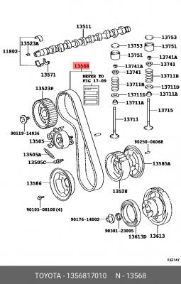 Ремень зубчатый 13568-17010 13568-17010 TOYOTA