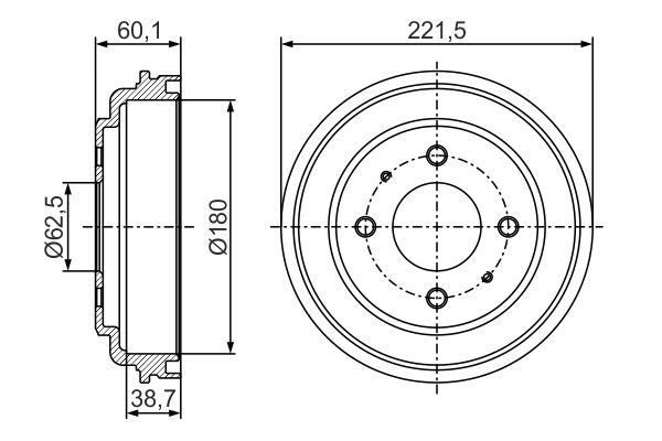 Барабан тормозной HYUNDAI Atos (97-) задний (1шт.) BOSCH 0986477284 BOSCH
