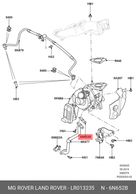 прокладка турбины!верхняя\ Land Rover Discovery/Sport/Velar 3.0 13> LR013235 LAND ROVER