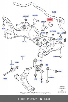 Втулка стабилизатора FORD Transit Connect (02-) переднего OE 4 964 972 FORD