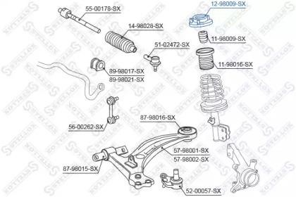 опора амортизатора переднего!\ Toyota Camry all 91-96 12-98009-SX STELLOX