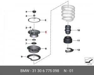 Опора амортизатора BMW 1 (E87),3 (E90),5 (E60),X1 (E84) переднего OE 31 30 6 775 098 BMW