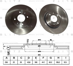 Диск тормозной передний вентилируемый HYUNDAI Solaris 10-KIA Rio 11- BS0254 BS0254 BLITZ