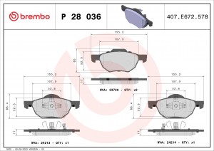 Колодки тормозные P28036 P28036 BREMBO
