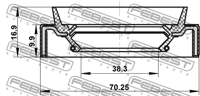 Сальник привода 38.3x70.25x9.9x16.9 KIA OPTIMA 2015- 95JAS-40701017L 95JAS-40701017L FEBEST