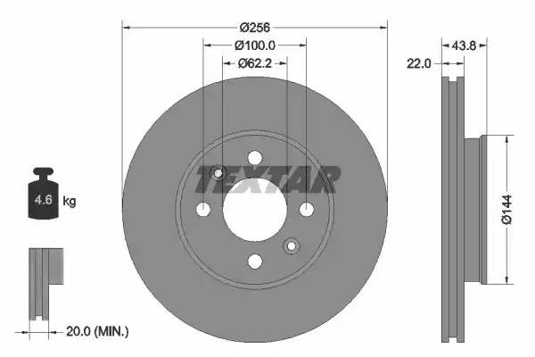 Диск тормозной HYUNDAI Solaris (11-) KIA Rio (11-) передний (1шт.) TEXTAR 92237903 TEXTAR