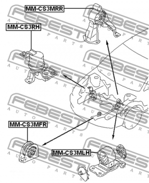 Опора двигателя передняя MITSUBISHI LANCER CS (MT) 2000-2009 MM-CS3MFR MM-CS3MFR FEBEST