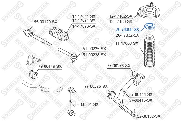 574 1608 [543258J000] !подшипник опоры аморт.\ Nissan Primera P12/Maxima CA33 00 26-74008-SX STELLOX