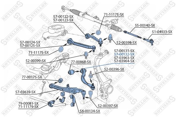 рычаг задний нижний правый!\ Audi A6 all 04> 57-00132-SX STELLOX