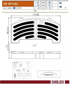 колодки дисковые! 29171 с р/к\ BPW DB2917182 DANBLOCK
