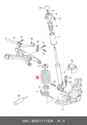 пружина задняя!\ Audi A6/A7 2.0/2.8/3.0TFSi/3.0TDi 10-18 8K0 511 115 DK VAG