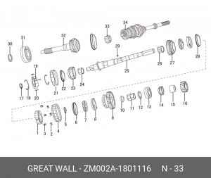 ПОДШИПНИК КПП 4/4 ПЕРВИЧНОГО ВАЛА ВНУТРЕННИЙ HOVER ZM002A-1801116 GREAT WALL
