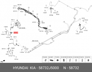 Шланг тормозной HYUNDAI G70 (17-) KIA Stinger (17-) передний правый OE 58732J5000 HYUNDAI KIA