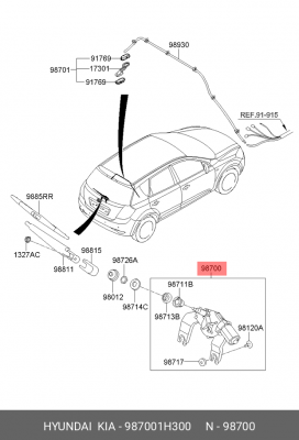 Мотор-редуктор стеклоочистителя HYUNDAI ix35 (09-) KIA Ceed (06-) заднего OE 987001H300 HYUNDAI KIA