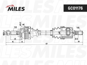 Привод в сборе левый HYUNDAI ACCENT 03- (ТАГАЗ) MT GC01176 GC01176 MILES