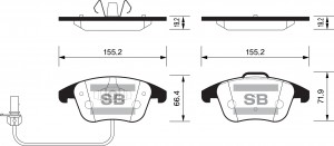 колодки дисковые передние Audi A4/A5 1.8TFSi-3.2FSI/2.7TDi 07> SP2144 SANGSIN