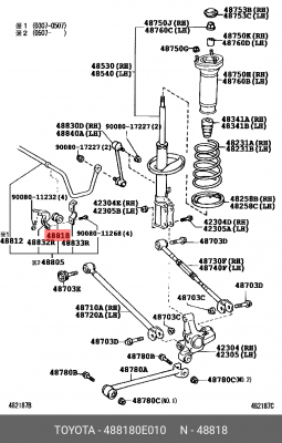 втулка стабилизатора заднего!\ Toyota, Lexus RX330/350 03> 48818-0E010 TOYOTA