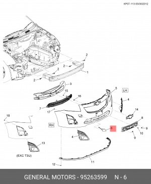 Заглушка CHEVROLET Cruze (13-) крюка буксировочного бампера переднего OE 95263599 GENERAL MOTORS