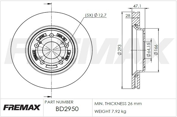 диск тормозной передний!\ Honda CR-V 2.0/2.2CTDi/DTEC/2.4VTEC 07> BD2950 FREMAX