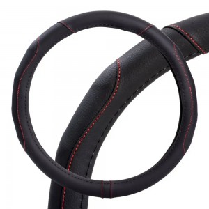 Оплетка на руль, искусст. кожа, рельефная, черная, бел. прошивка, 38 см/М (AWS-L AWS-LI-18M AIRLINE