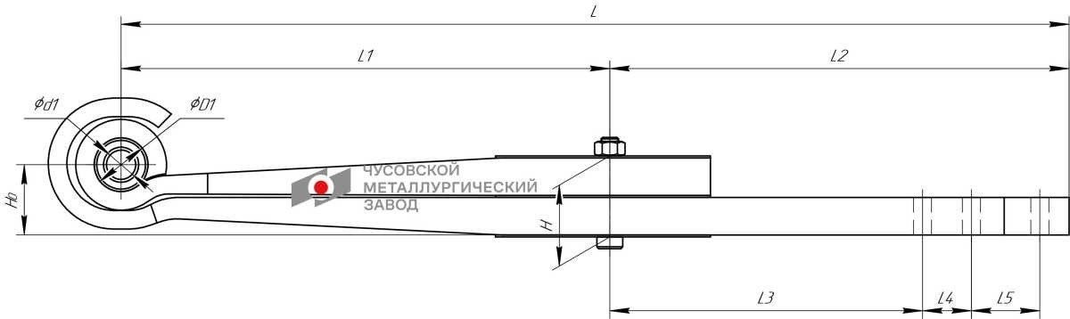 полурессора 2-ух лист.! 2/38x82x100 500+470/320/50/70 Kr150 \ Тонар 1003802TH OMK AUTO