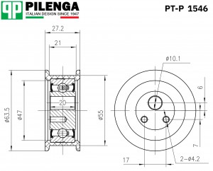 Ролик натяжитель нового образца ВАЗ 2108-21099, 1117-1119, 2190 PT-P1546 PTP1546 PILENGA