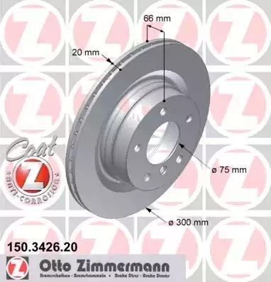диск тормозной !задн. 300x20/66-5x120 \ BMW F22/F32 1.8-2.0D 11> 150.3426.20 ZIMMERMANN