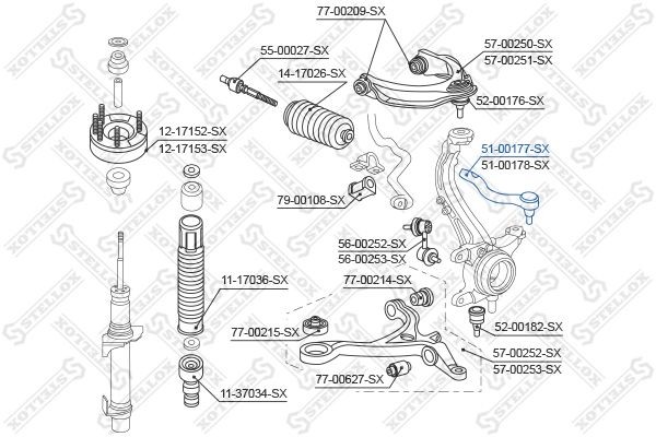 наконечник рулевой левый!\ Honda Accord all 08> 51-00177-SX STELLOX