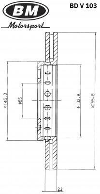 Диск тормозной передний вентилируемый (1шт.) BDV103 BD V 103 BM MOTORSPORT