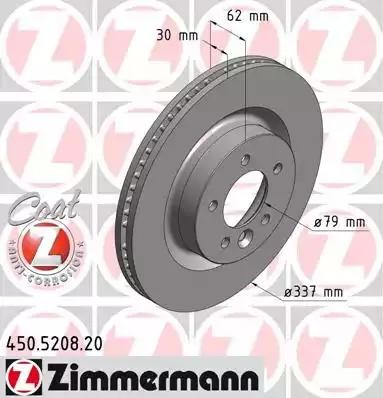 диск тормозной !перед. 337x30/62-5x120 \ Range Rover Discovery 4.4 04> 450.5208.20 ZIMMERMANN