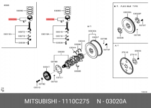 поршень двигателя!\ Mitsubishi Lancer 1110C275 MITSUBISHI