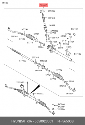 Рейка рулевая HYUNDAI ix35 (09-) OE 565002S001 HYUNDAI KIA