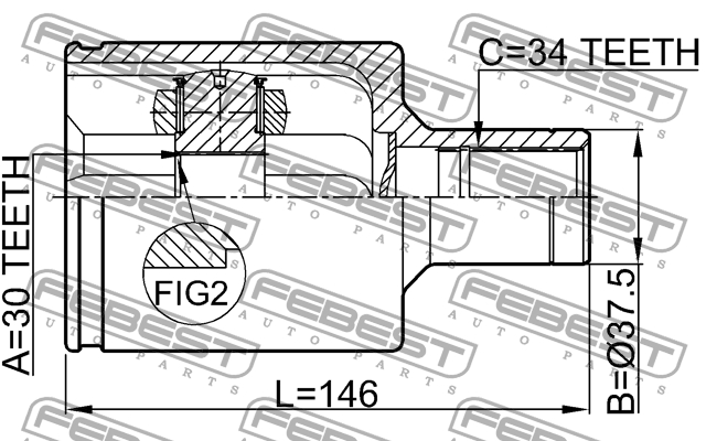 ШРУС 1611-210LH 1611210LH FEBEST