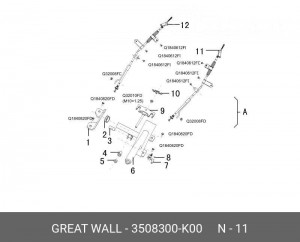 ТРОС СТОЯНОЧНОГО ТОРМОЗА ЗАДНИЙ ЛЕВЫЙ HOVER, H3 (ЗАМЕНА 3507170-K00)  3508300K00 3508300-K00 GREAT WALL
