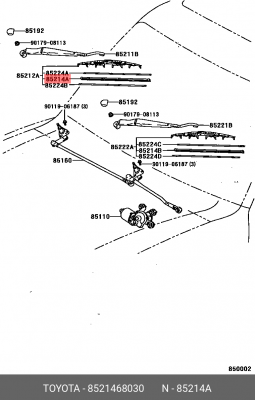 резинка щетки стеклоочистителя! 350/14'\ Toyota all 85214-68030 TOYOTA