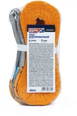 трос буксировочный! Лента VIP 5 т. 4 м, с петлями\UNIVERSAL BRX0080001 BRIX
