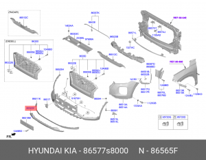 Накладка бампера HYUNDAI Palisade (19-) переднего нижняя №2 OE 86577S8000 HYUNDAI KIA