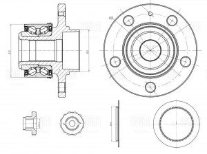 Ступица VW Polo Sedan (10-)/(20-)/Skoda Rapid (12-) (кмпл:гайка/кольцо) (перед.  MR1844 TRIALLI