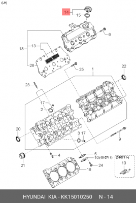 Крышка горловины масляной HYUNDAI HD120,AeroTown дв.D6DA19,22 OE KK15010250 HYUNDAI KIA