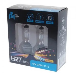 Лампа 12V H27(880) 27W PG13 бокс (2шт.) Long Life MEGAPOWER 37033010 MEGA POWER