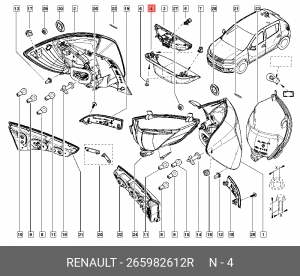 Фонарь задний (стоп сигнал) - 265982612R 265982612R RENAULT