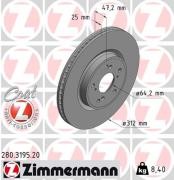 диск тормозной !перед. 312x25/47-5x114 \ Honda CR-V 1.5 16> 280319520 ZIMMERMANN