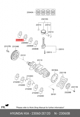 КОМПЛЕКТ ПОДШИПНИКОВ СКОЛЬЖЕНИЯ ШАТУНА 23060-2E120 230602E120 HYUNDAI KIA