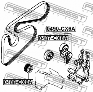 Ролик натяжной MITSUBISHI LANCER CY 2007- 0487-CX6A 0487-CX6A FEBEST