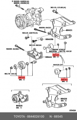 Ролик компрессора кондиционера 88440-26100 88440-26100 TOYOTA