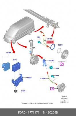 Датчик АБС FORD Transit,Tourneo Custom (12-) колеса заднего OE 1 771 171 FORD