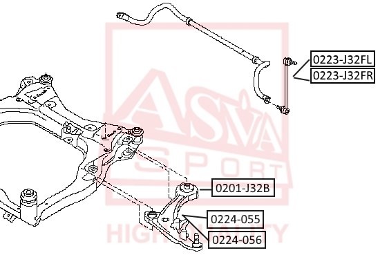 ТЯГА СТАБИЛИЗАТОРА ПЕРЕДНЯЯ ЛЕВАЯ NISSAN/INFINITI 0223J32FL 0223-J32FL ASVA