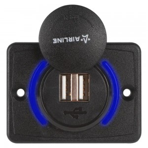 Розетка автомобильная "AIRLINE" (USB накладная 2 порта 5В, 3.1А) AEBJ210 AIRLINE